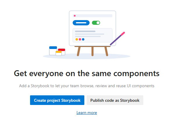 The Designs hub before the project has a Storybook
