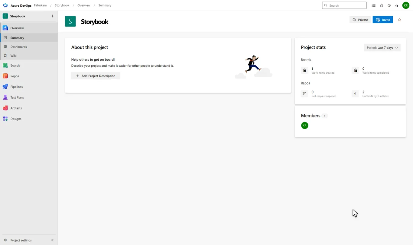 Opening Designs in an Azure DevOps project, creating the project Storybook and seeing it load